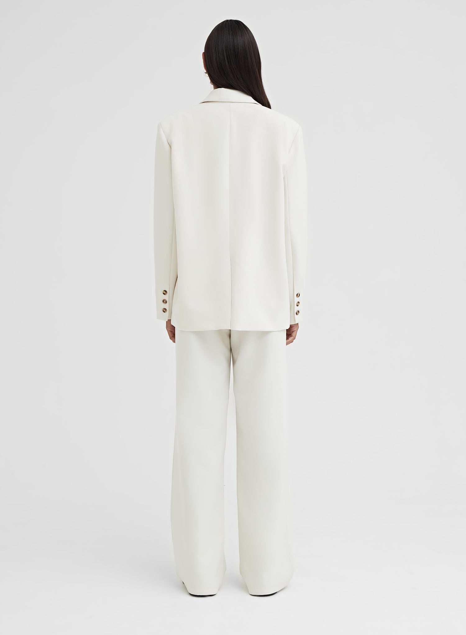 Cream Oversized Single Breasted Blazer